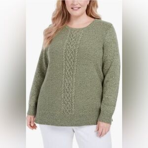 Karen Scott Olive Cable Knit Sweater